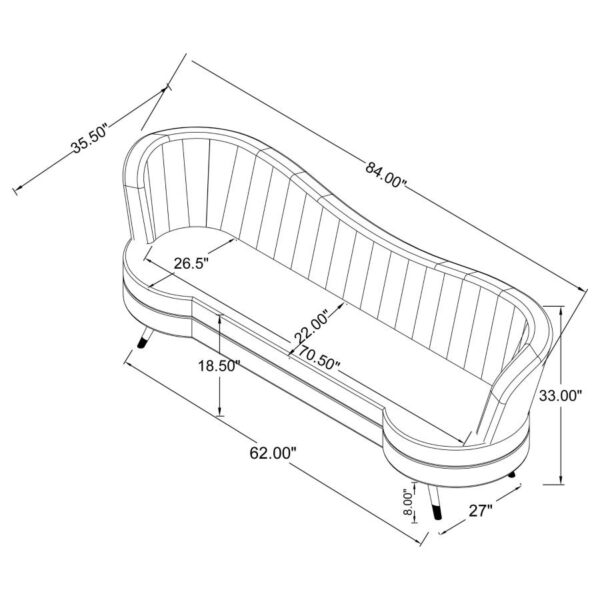 Sophia 3-piece Upholstered Channel Tufted Sofa Set Grey