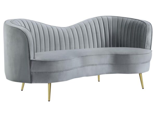 Sophia Upholstered Channel Tufted Loveseat Grey