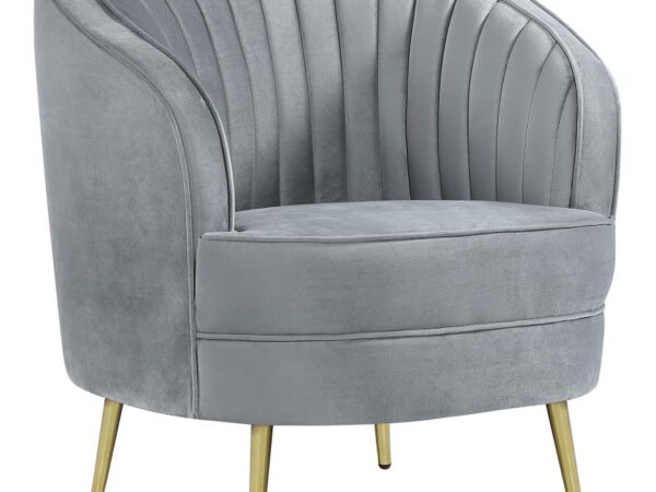 Sophia Upholstered Channel Tufted Barrel Accent Chair Grey