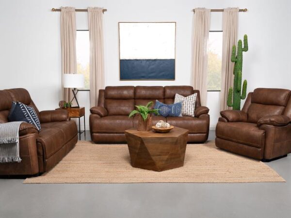 Ellington 3-piece Upholstered Padded Arm Sofa Set Dark Brown