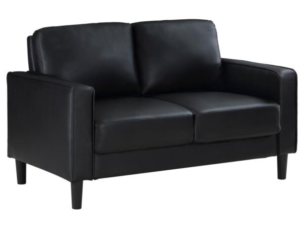 Ruth Upholstered Track Arm Loveseat Black
