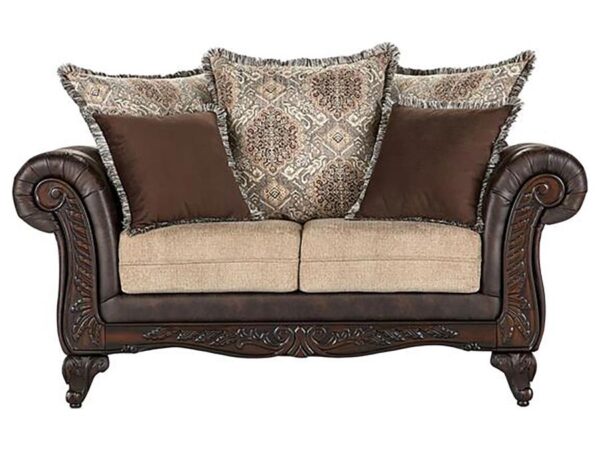 Elmbrook Upholstered Rolled Arm Loveseat Brown