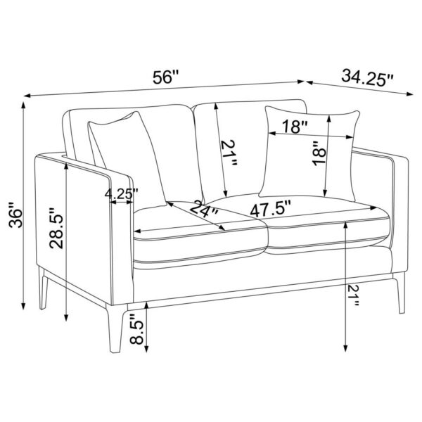 Apperson Upholstered Track Arm Loveseat Light Grey