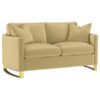 Corliss Upholstered Curved Track Arm Loveseat Camel