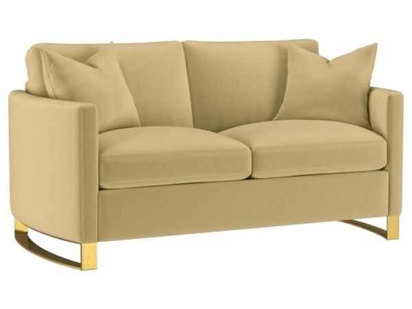 Corliss Upholstered Curved Track Arm Loveseat Camel