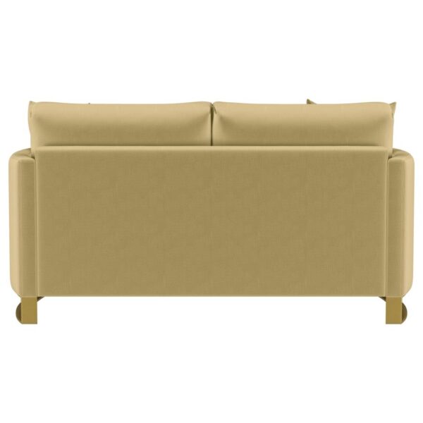 Corliss Upholstered Curved Track Arm Loveseat Camel