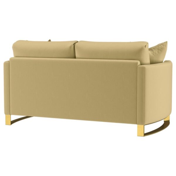Corliss Upholstered Curved Track Arm Loveseat Camel