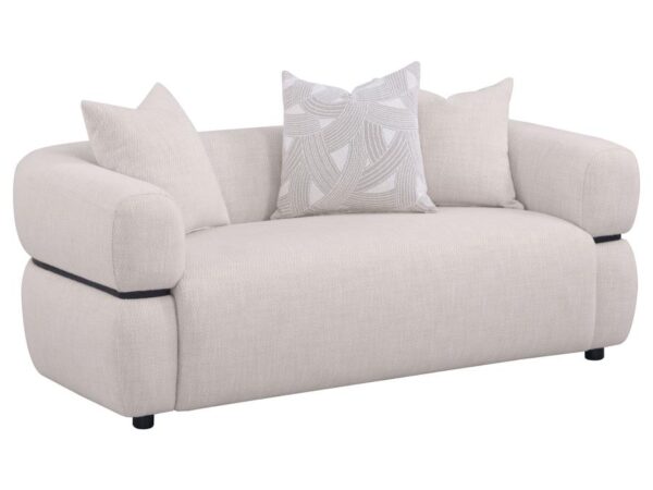 Jeanette 73-inch Fabric Upholstered Round Arm Loveseat Beige