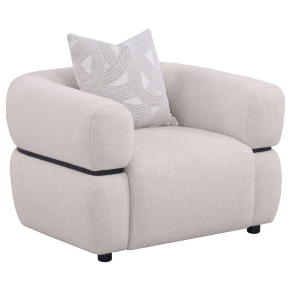 Jeanette Fabric Upholstered Round Arm Accent Chair Beige