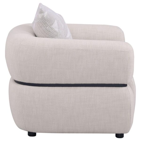 Jeanette Fabric Upholstered Round Arm Accent Chair Beige