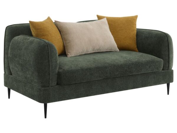 Jade Chenille Upholstered Modern Track Arm Loveseat Green