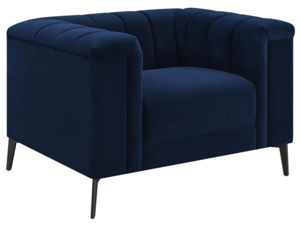 Chalet Upholstered Tuxedo Arm Tufted Chair Blue