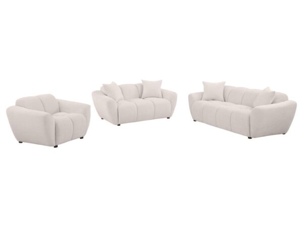 Destino 3-piece Chenille Splayed Arm Sofa Set Greige