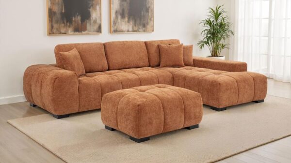 Octavia Upholstered Sectional Chaise Sofa Orange