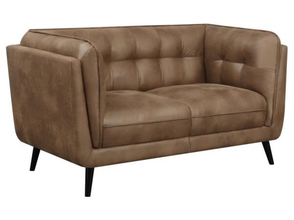 Thatcher Upholstered Tuxedo Arm Tufted Loveseat Brown