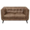 Thatcher Upholstered Tuxedo Arm Tufted Loveseat Brown