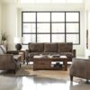 Leaton Upholstered Recessed Arm Sofa Brown Sugar