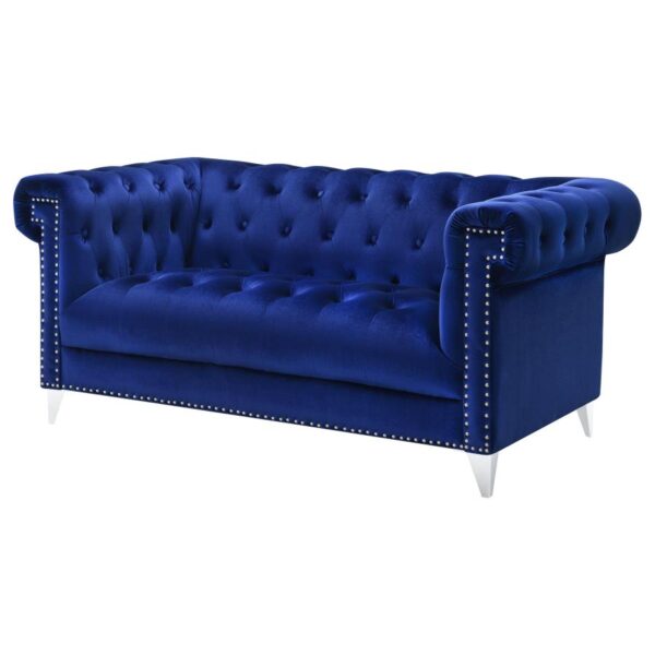 Bleker Upholstered Tuxedo Arm Tufted Loveseat Blue