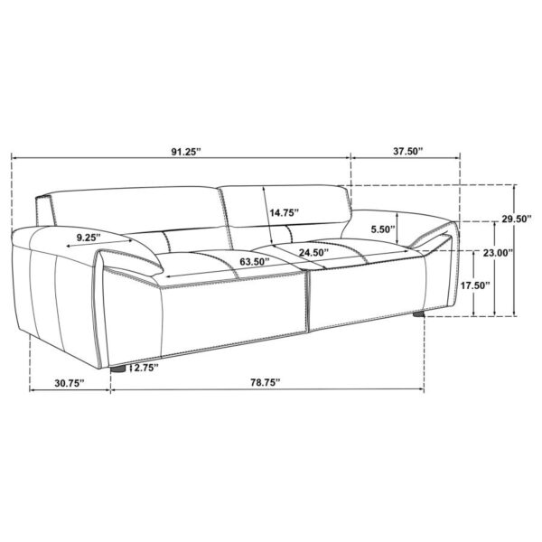 Buxton Top Grain Leather Upholstered Sofa Orange