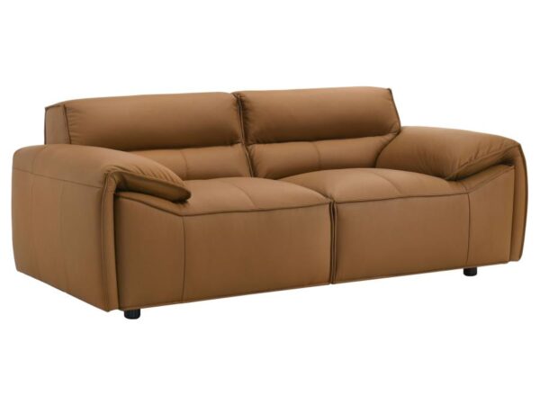 Buxton Top Grain Leather Upholstered Loveseat Orange