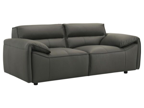 Buxton Top Grain Leather Upholstered Loveseat Graphite