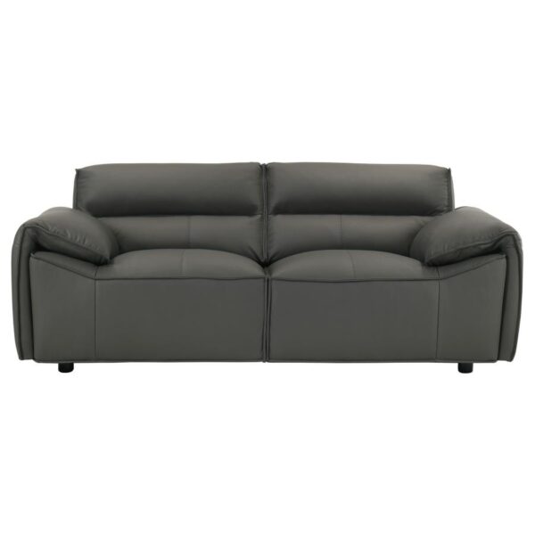 Buxton Top Grain Leather Upholstered Loveseat Graphite