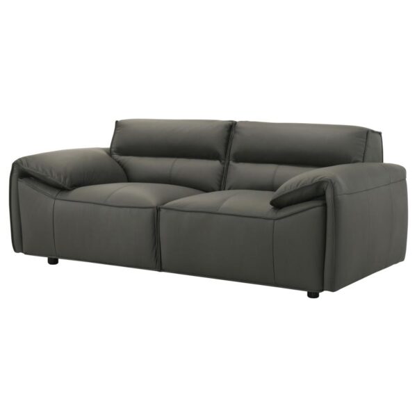 Buxton Top Grain Leather Upholstered Loveseat Graphite