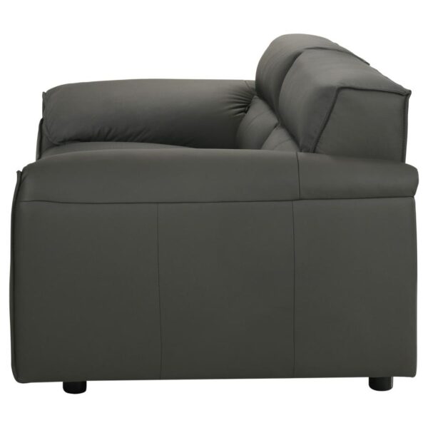 Buxton Top Grain Leather Upholstered Loveseat Graphite