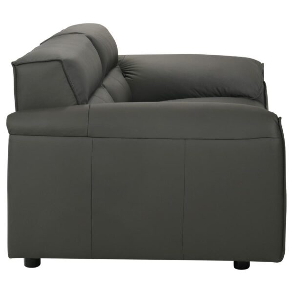 Buxton Top Grain Leather Upholstered Loveseat Graphite