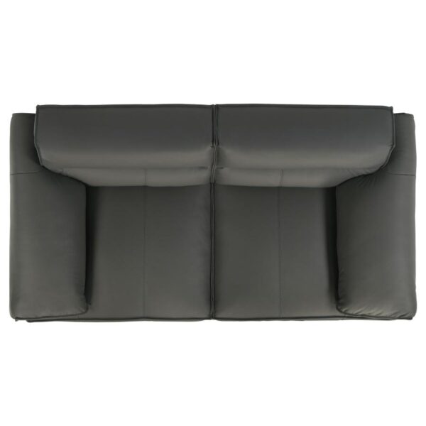 Buxton Top Grain Leather Upholstered Loveseat Graphite