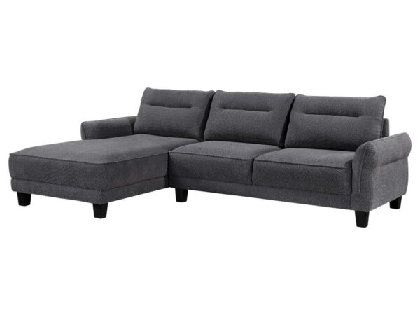 Caspian Upholstered Curved Arm Chaise Sectional Sofa Grey