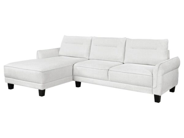 Caspian Upholstered Curved Arm Chaise Sectional Sofa White