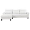 Caspian Upholstered Curved Arm Chaise Sectional Sofa White