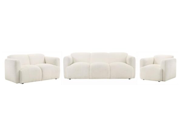 Dorset 3-piece Upholstered Round Track Arm Sofa Set White