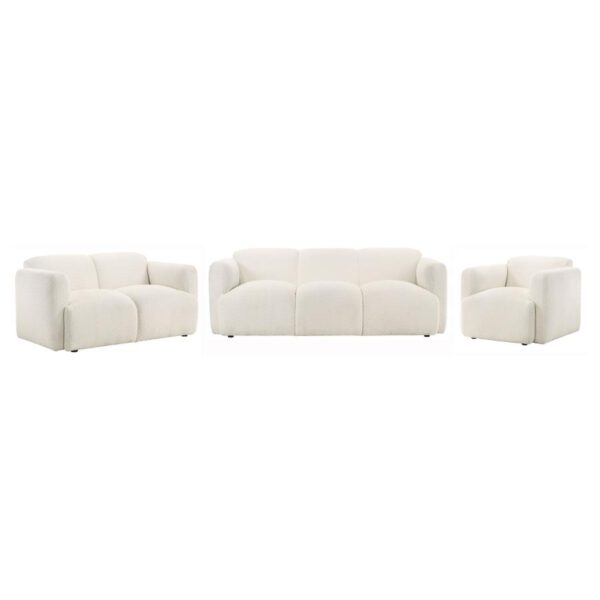 Dorset 3-piece Upholstered Round Track Arm Sofa Set White