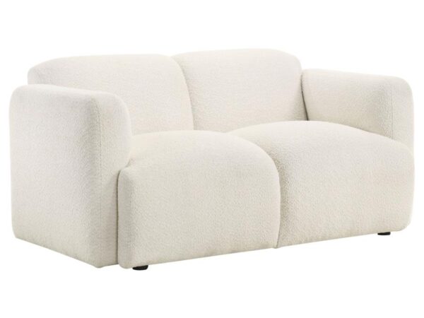 Dorset Fabric Upholstered Round Track Arm Loveseat White