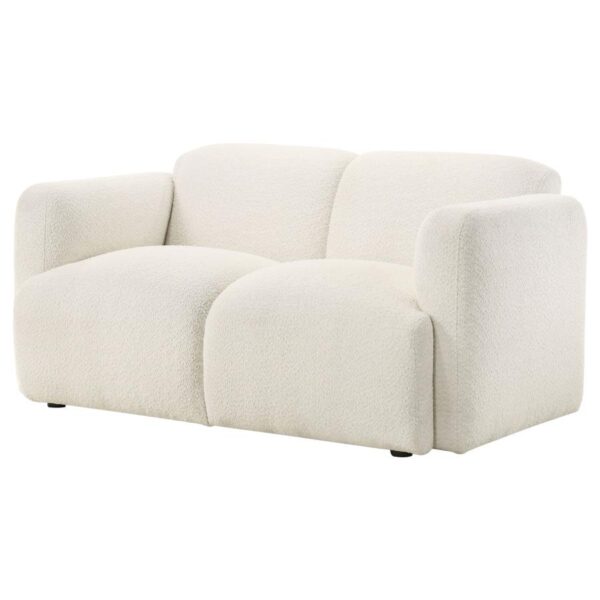 Dorset Fabric Upholstered Round Track Arm Loveseat White