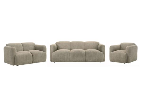 Dorset 3-piece Upholstered Round Track Arm Sofa Set Brown