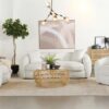 Isabella Faux Sheepskin Upholstered Sofa Natural