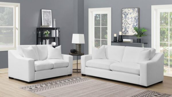 Ashlyn Upholstered Sloped Arm Loveseat White