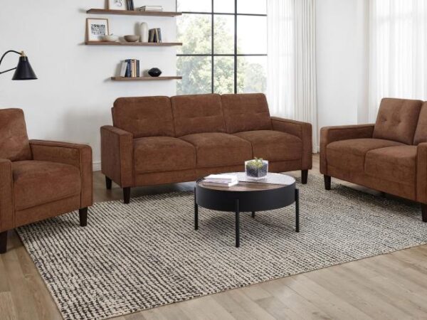 Bowen II 3-piece Fabric Upholstered Track Arm Sofa Set Rust