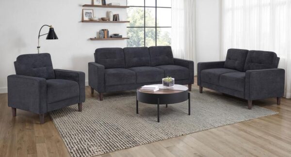 Bowen II 3-piece Upholstered Track Arm Sofa Set Steel Grey