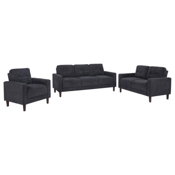 Bowen II 3-piece Upholstered Track Arm Sofa Set Steel Grey