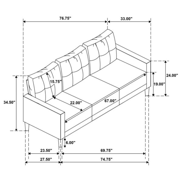 Bowen II 3-piece Upholstered Track Arm Sofa Set Steel Grey