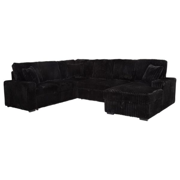 Devonshire Sleeper Sectional Sofa Storage Chaise Black