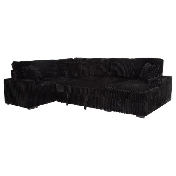 Devonshire Sleeper Sectional Sofa Storage Chaise Black