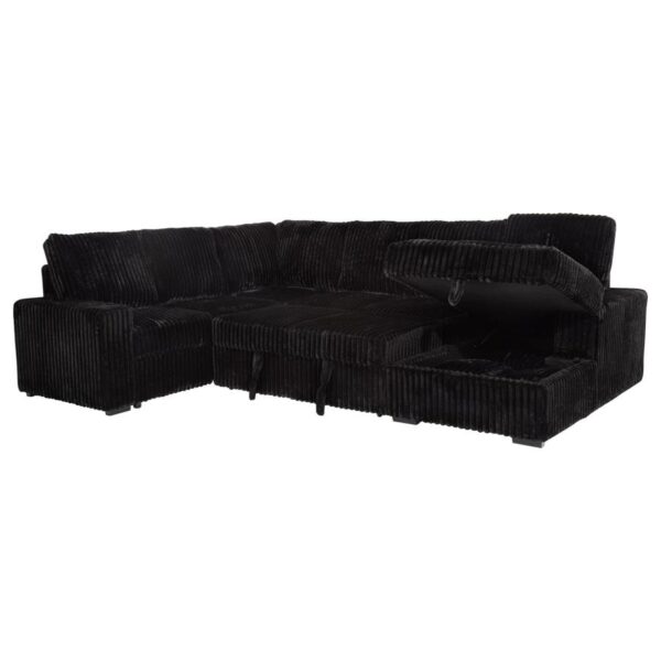 Devonshire Sleeper Sectional Sofa Storage Chaise Black