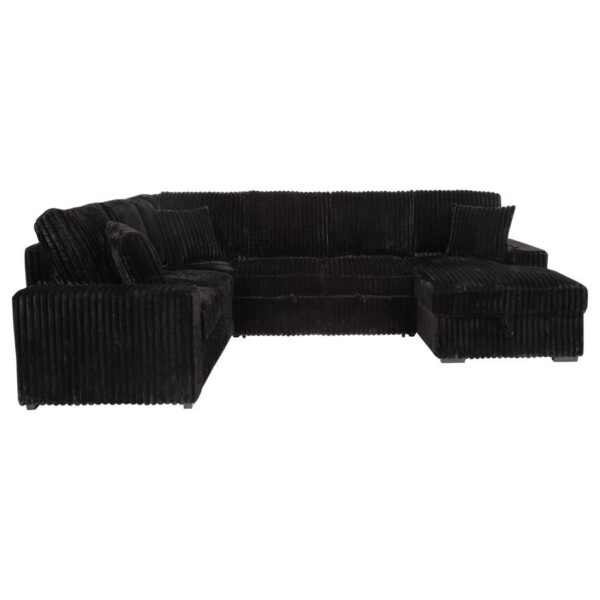 Devonshire Sleeper Sectional Sofa Storage Chaise Black