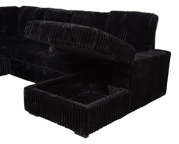 Devonshire Sleeper Sectional Sofa Storage Chaise Black
