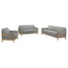 Vaughn 3-piece Fabric Upholstered Flared Arm Sofa Set Grey